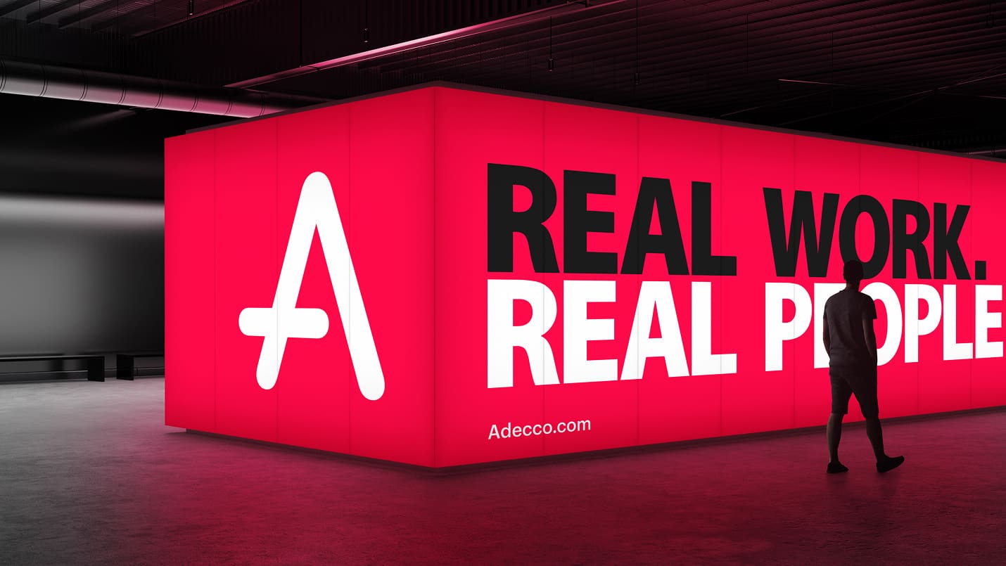 Adecco: Real Work. Real People. light wall.